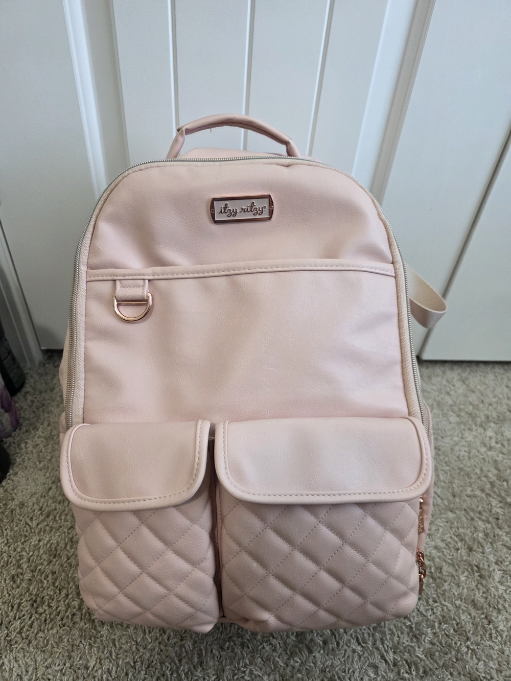 Itzy Ritzy Blush Pink Quilted Pocket Backpack